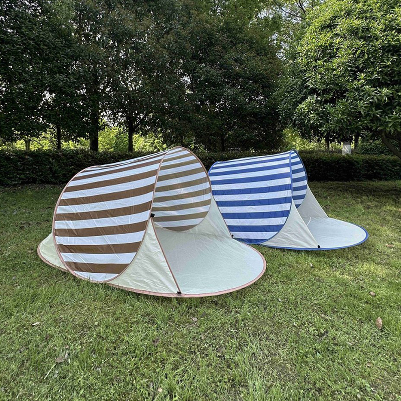 Blue Striped Double-Layer Beach Tent