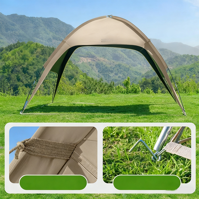 Cream Brown Round Dome Awning