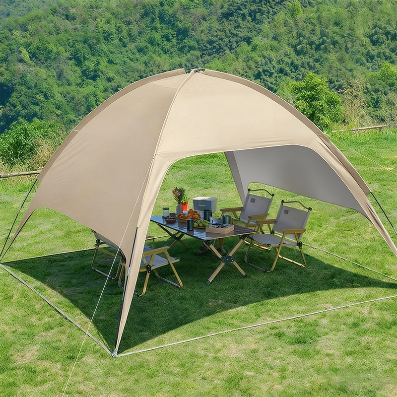 Cream Brown Round Dome Awning