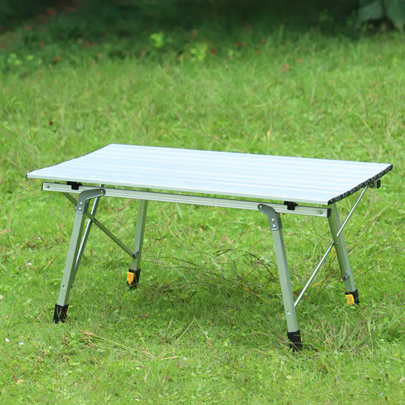 A Camping Table with Adjustable Height features a foldable frame for convenient transport and flexible use during camping and travel.